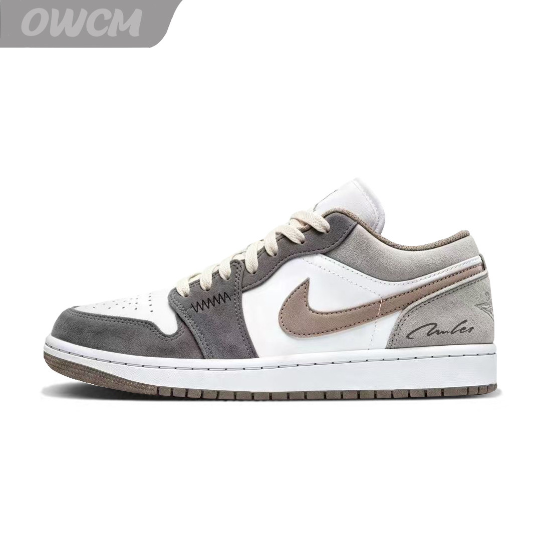 耐克Jordan AJ1大地色系潮流时尚麂皮拼接复古男女情侣定制鞋