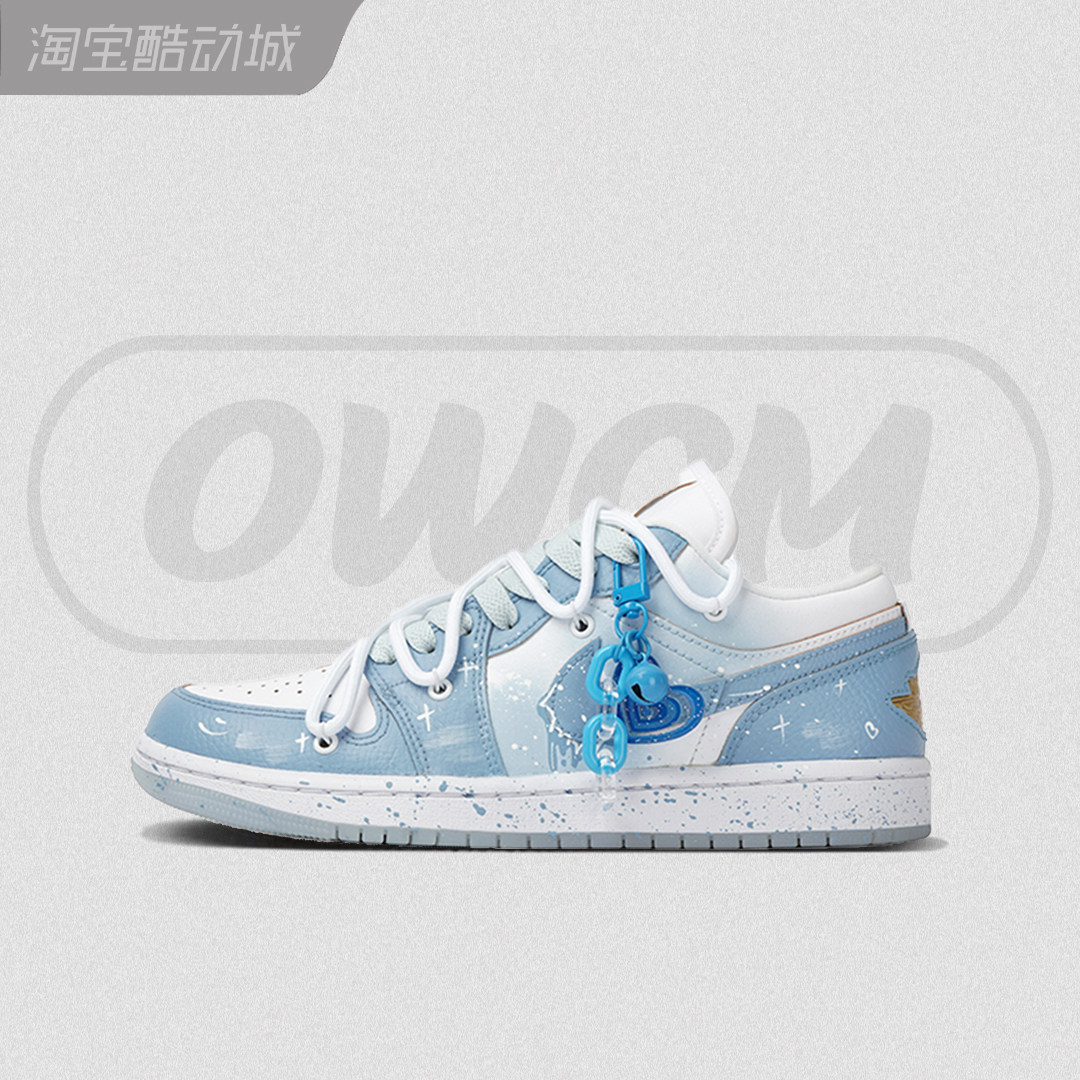 air jordan 1 aj1初雪爱心涂鸦吊坠解构风低帮篮球鞋女鞋定制球鞋