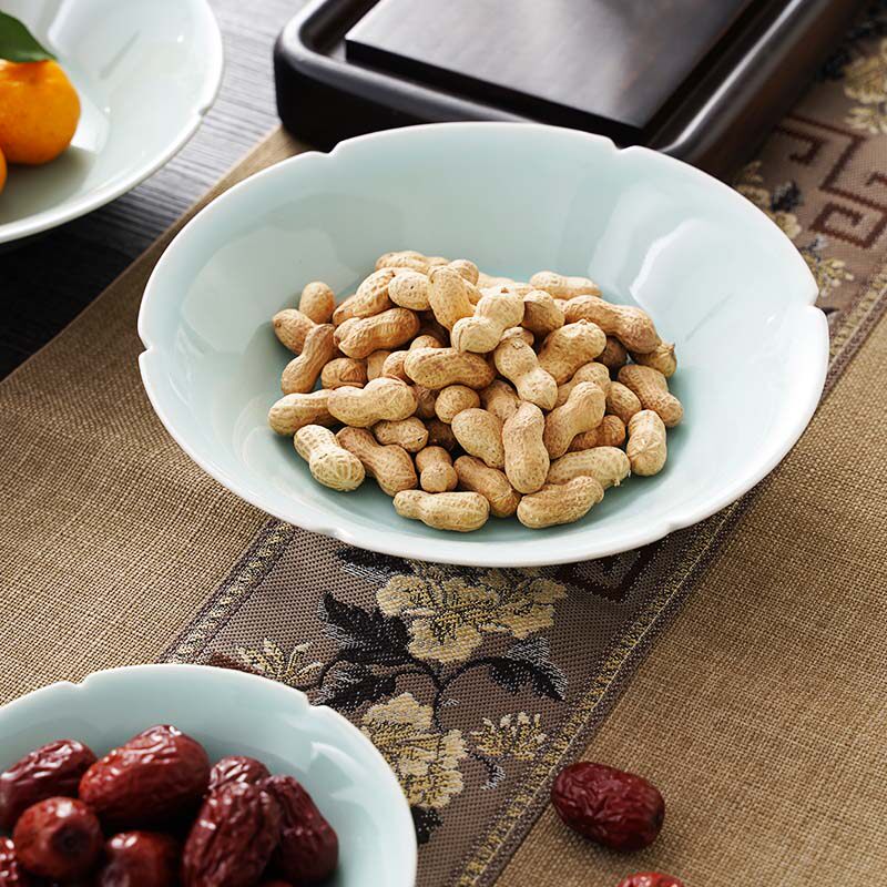 青瓷家用中式盘子餐具彷宋代风茶点果盘葵口碟子点心深盘盘子壶承