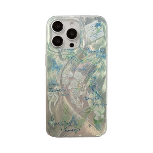 铃兰蝴蝶适用13苹果16promax手机壳iPhone14高级感plus羽纱壳13pro夏日12小清新文艺ins风ip15新款por防摔11