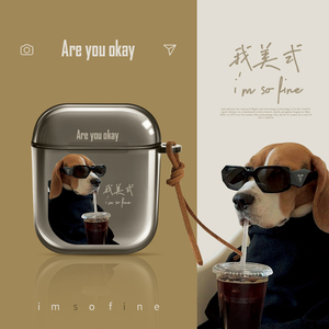 适用airpods4代透黑耳机保护套airpodspro2个性创意小狗美式airpods3高级感电镀耳机壳pro三代无线蓝牙耳机壳