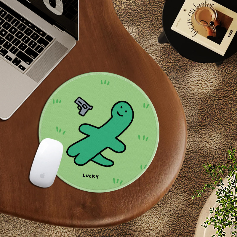圆形小恐龙鼠标垫子女生高颜值小号创意办公室工位桌垫滑鼠垫简约