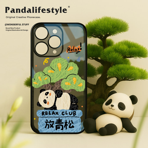 适用于苹果16系列熊猫透明壳