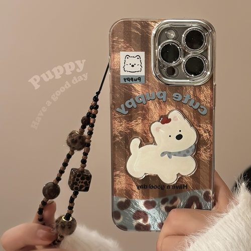 复古豹纹卡通西高地适用iPhone17手机壳苹果15promax可爱14带挂绳16pro手机壳13pro小狗12镜头膜11小众高级感