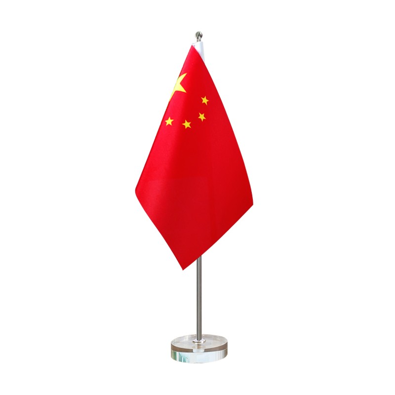 热销桌面水晶单杆立杆小红旗旗杆党旗摆件台式会议办公室桌上伸缩