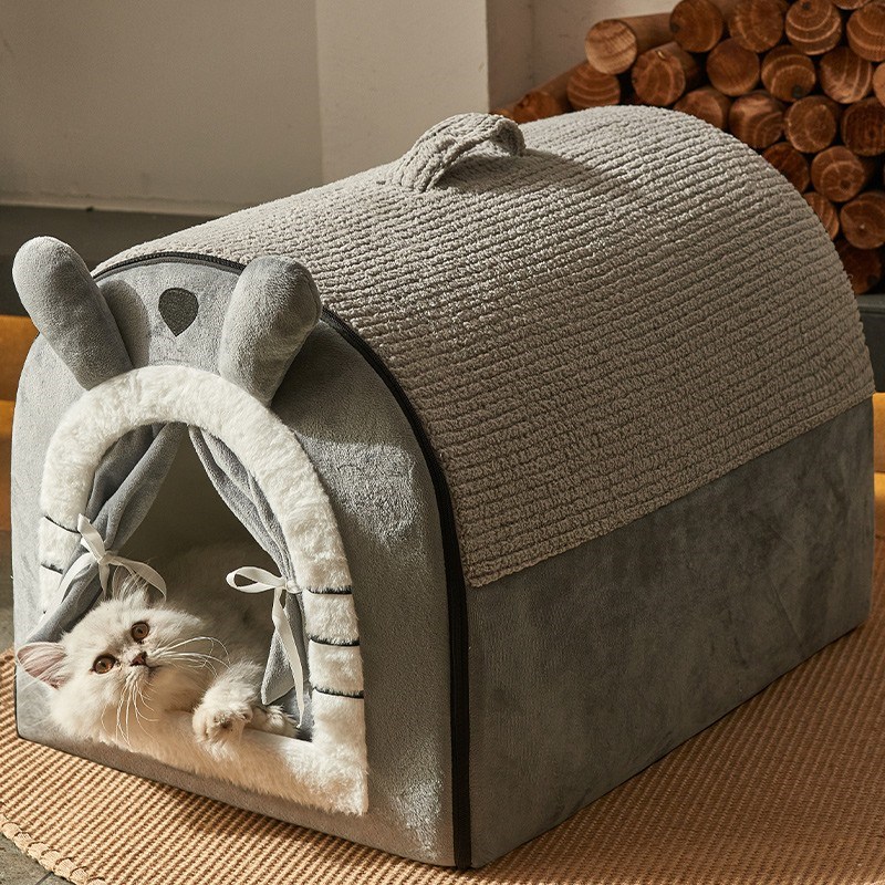 热销猫窝四季通用封闭式猫别墅房子帐篷全可拆洗夏天凉席宠物用品