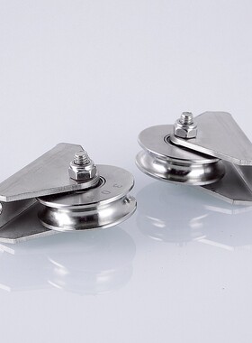 热销304不锈钢U型轨道轮 双孔槽轮宽8MM钢丝绳滑轮轴承定滑轮起重