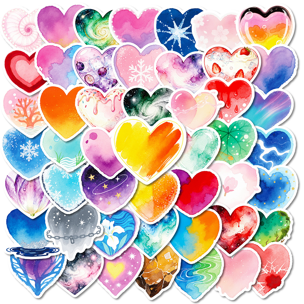 112张水彩爱心贴纸ins风高颜值彩绘涂鸦装饰手机壳手账iPad贴画