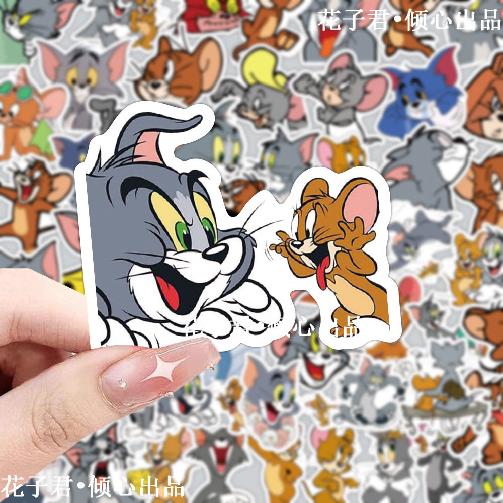 120张ins简约猫和老鼠精致贴纸卧室桌面小物件diy装饰手账手机壳