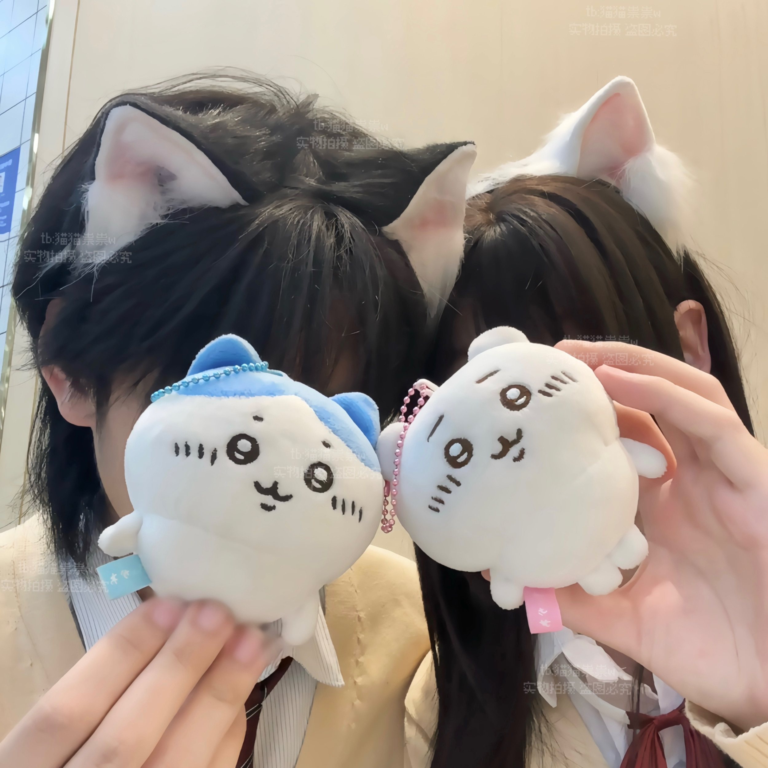 猫猫祟祟～黑白粉喵情侣猫耳兽耳发箍可爱软妹发饰二次元cos漫展
