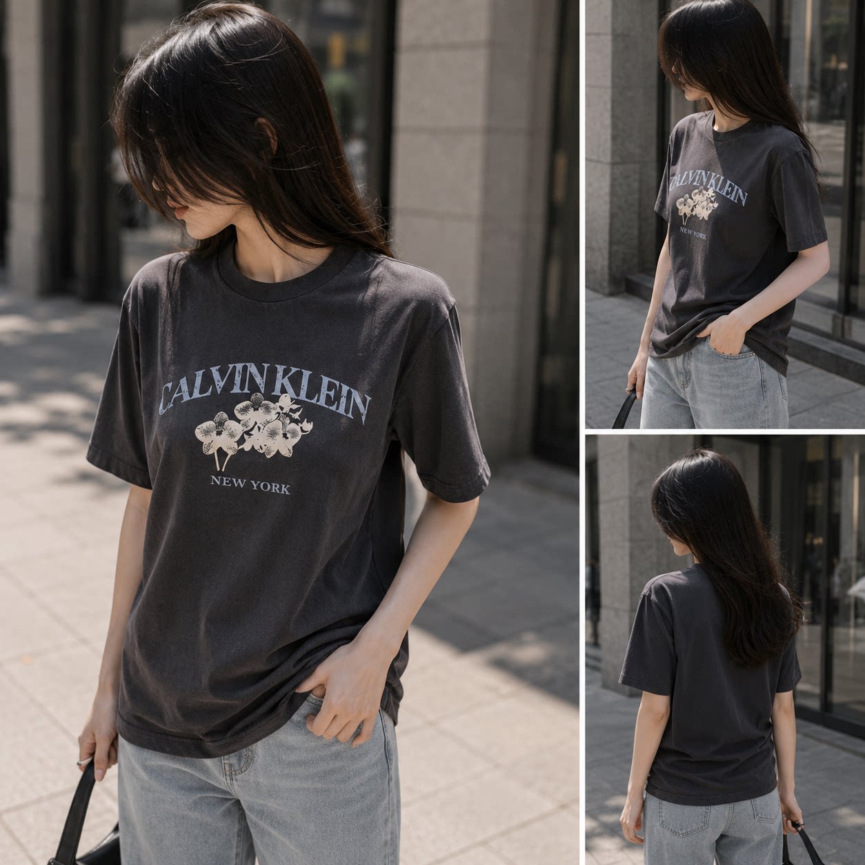 CK JEANS韩国代购26夏47G837G女日常时尚棉宽松休闲印花短袖T恤图片