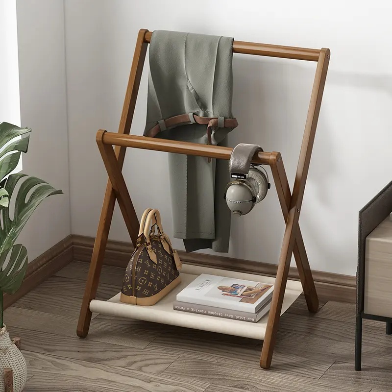 过早衣帽架落地卧室折叠双杆挂衣