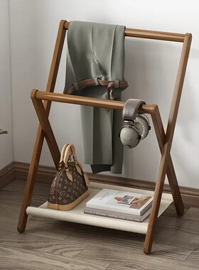 过早衣帽架落地卧室家用折叠双杆挂衣服架子角落简易房间收纳置物