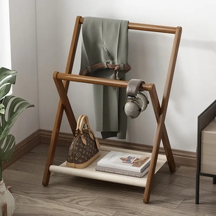 过早衣帽架落地卧室家用折叠双杆挂衣服架子角落简易房间收纳置物