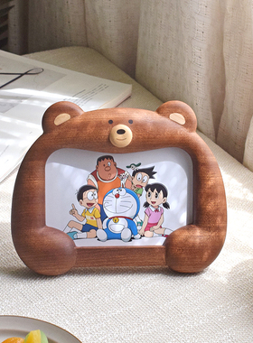 KK木作｜小熊相框 可爱实木画框装饰摆件满月周岁礼物婚纱照礼品
