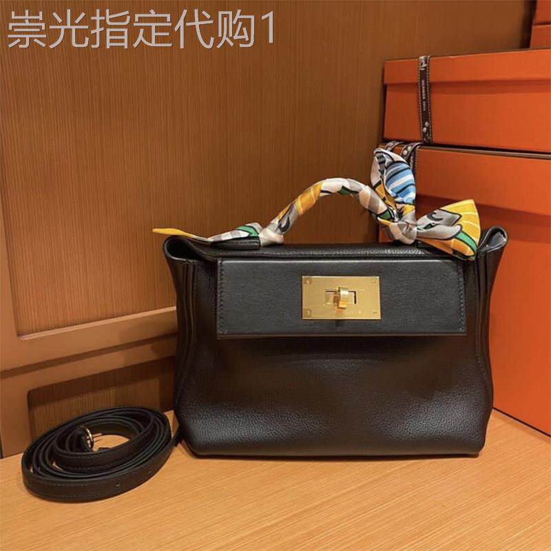 能拎出高级感的小手提方包/2424mini真皮黑色小包牛皮斜挎29cm