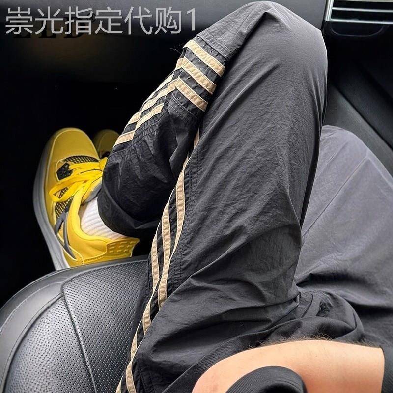 高端条纹工装裤男款夏季薄款潮牌纯棉速干宽松冲锋裤直筒休闲长裤