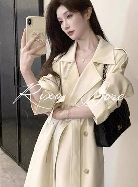 Rixo Dore法国白色风衣女士娇小的秋季新风格慵懒风格高端中长外