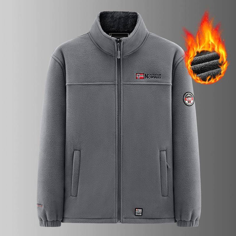 MAROLIO~高端休闲摇粒绒加绒保暖抓绒卫衣男秋冬抗寒加厚立领外套