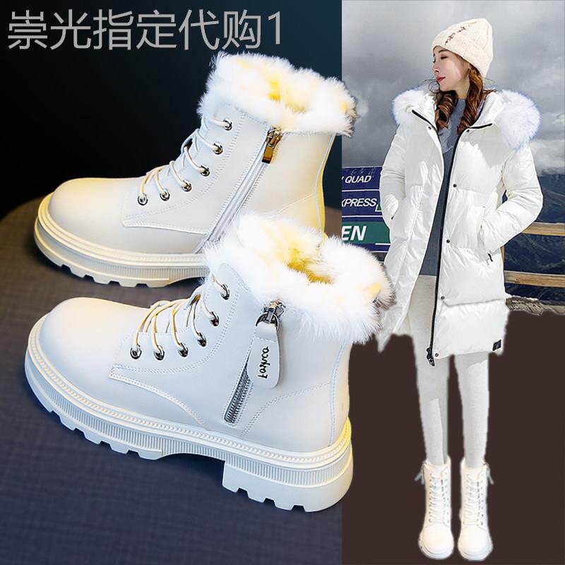 香港雪地靴女2025年新款靴子短靴加绒加厚棉鞋秋季保暖防滑马丁靴