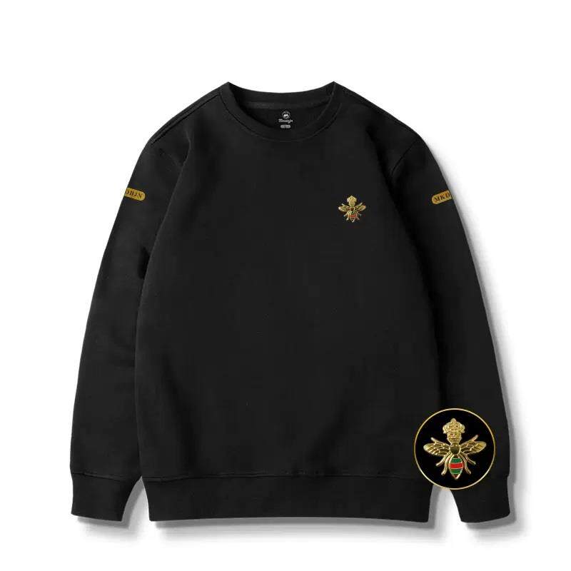 香港潮牌3D立体金色小蜜蜂高级感轻奢秋冬季大码卫衣男加绒上衣