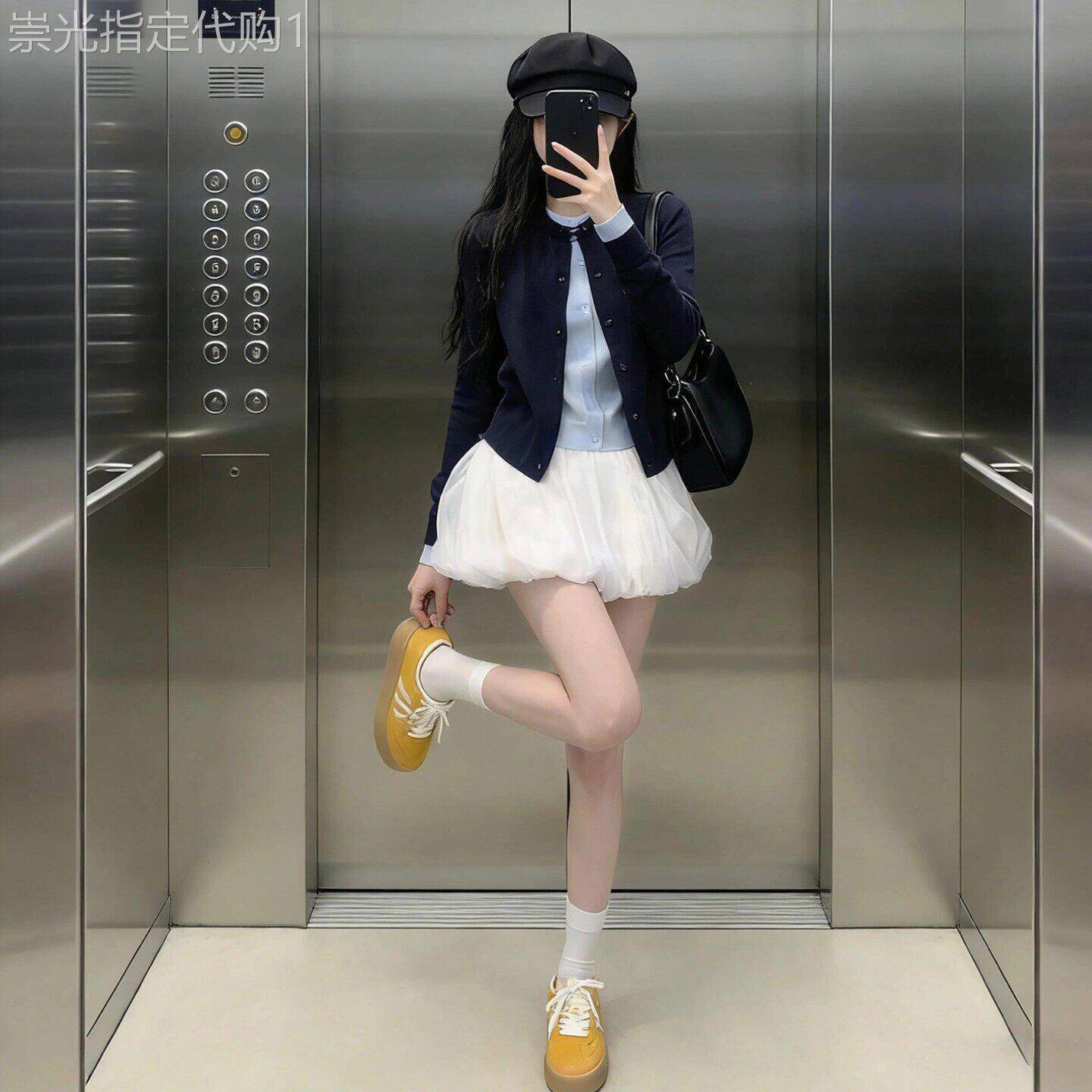 白色花苞短裙半身裙女春夏小个子高腰a字蛋糕蓬蓬绝美巨好看裙子