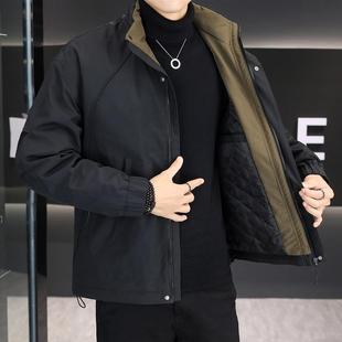 二棉外套男秋冬季新潮牌工装立领夹克男士夹棉加厚保暖棉衣高级感