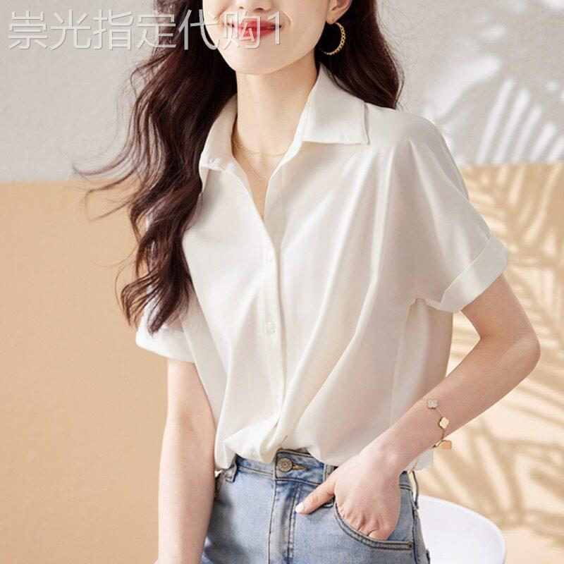 潮牌通勤雪纺衬衣女职业装2026夏季新款气质百搭宽松显瘦短袖衬衫