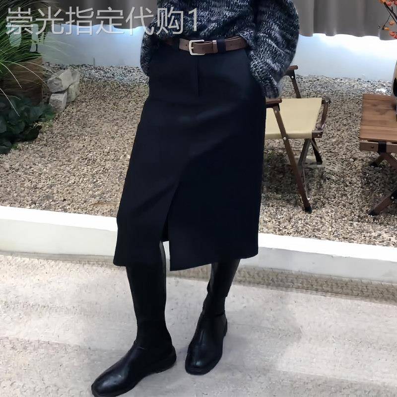黑色西装半身裙女2026夏季新款开叉小众设计感高腰显瘦时尚中裙