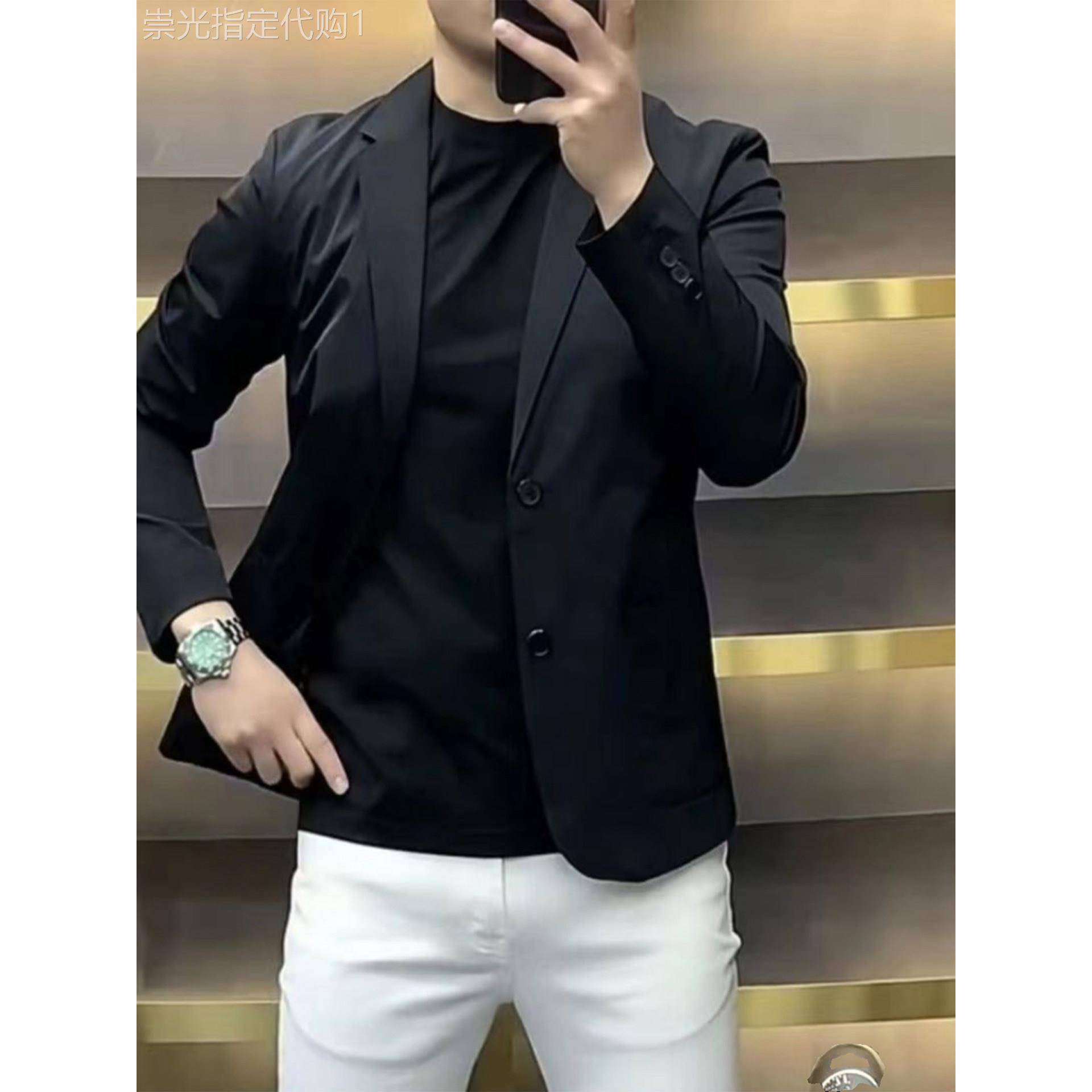 MK正品无开衩西装外套男百搭显瘦春秋高端商务休闲男士单西西服潮