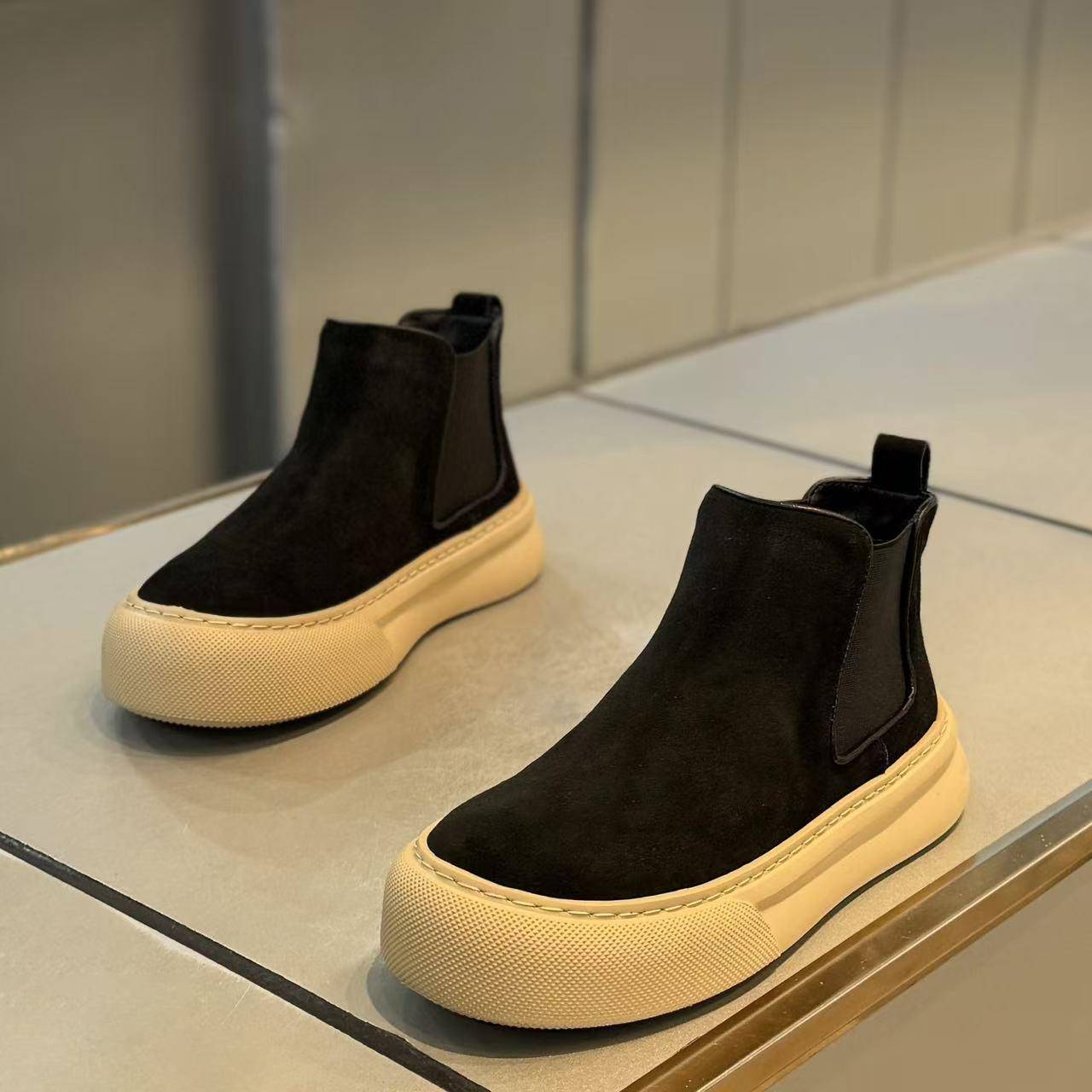 stmmmr每个细节都恰到好处～一脚蹬加绒马丁靴男厚底内增高乐福鞋