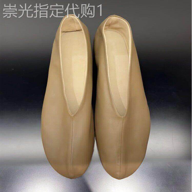 圆头浅口一脚蹬平底小皮鞋女真皮奶奶韩版百搭简约单鞋瓢鞋豆豆鞋