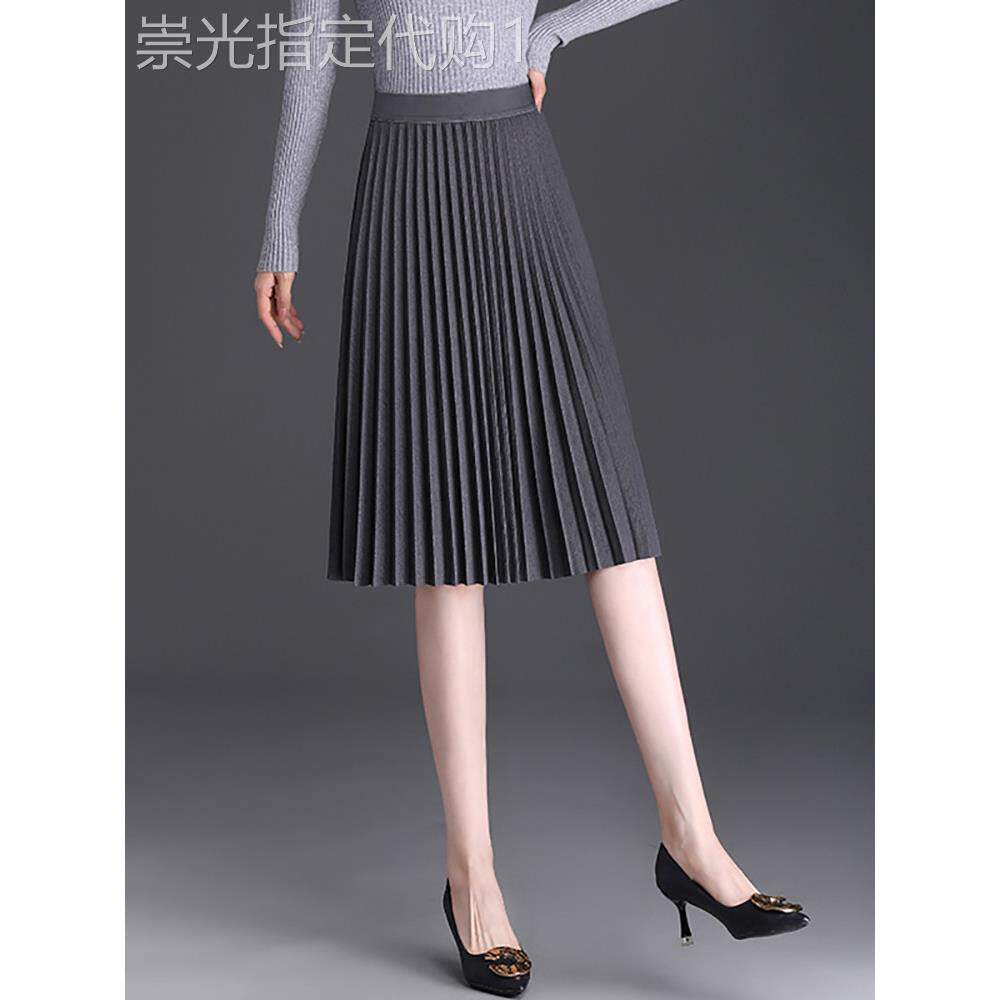百褶半身裙女2025年春秋新款高腰显瘦中长款A字裙小个子遮胯伞裙