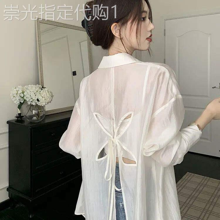 雪纺白色防晒衬衫女夏季薄款2026年新款轻薄宽松透气外搭上衣外套
