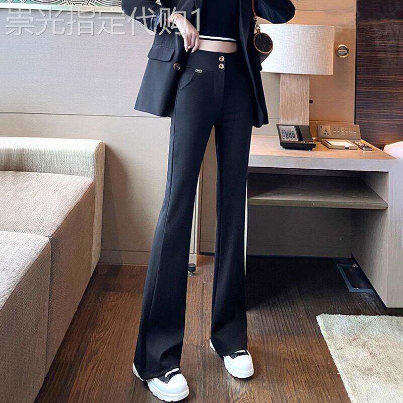 微喇西装裤女秋冬2025新款高腰显瘦马蹄裤小个子休闲阔腿喇叭裤子