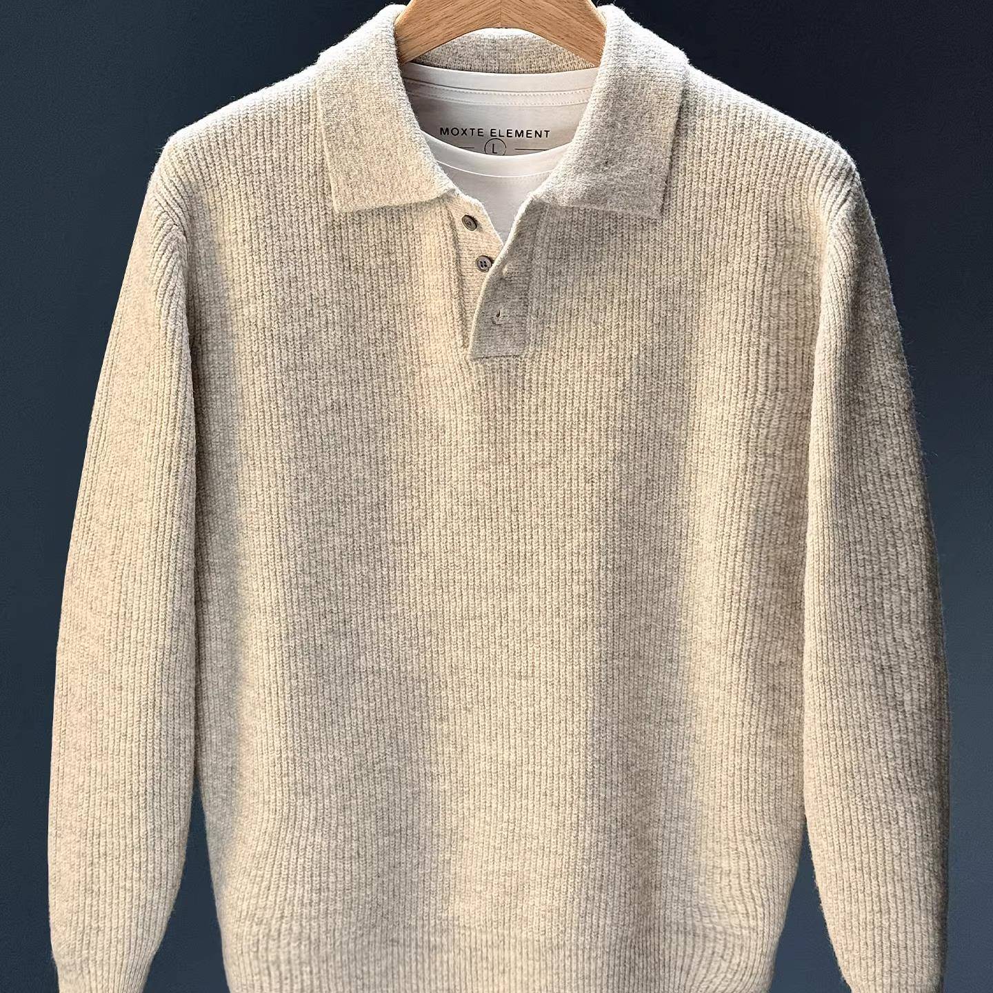 Home Daily~高密厚实毛衣男老钱风秋冬新款慵懒男士衬衫领针织衫