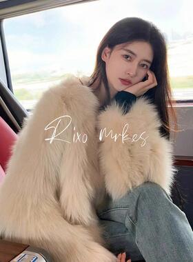 RIXO DORE法式皮草皮毛一体毛茸茸上衣独特小香风厚毛毛外套女