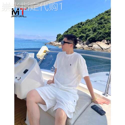 高端天丝亚麻休闲套装男士2026新款夏季短袖T恤搭配五分短裤男装