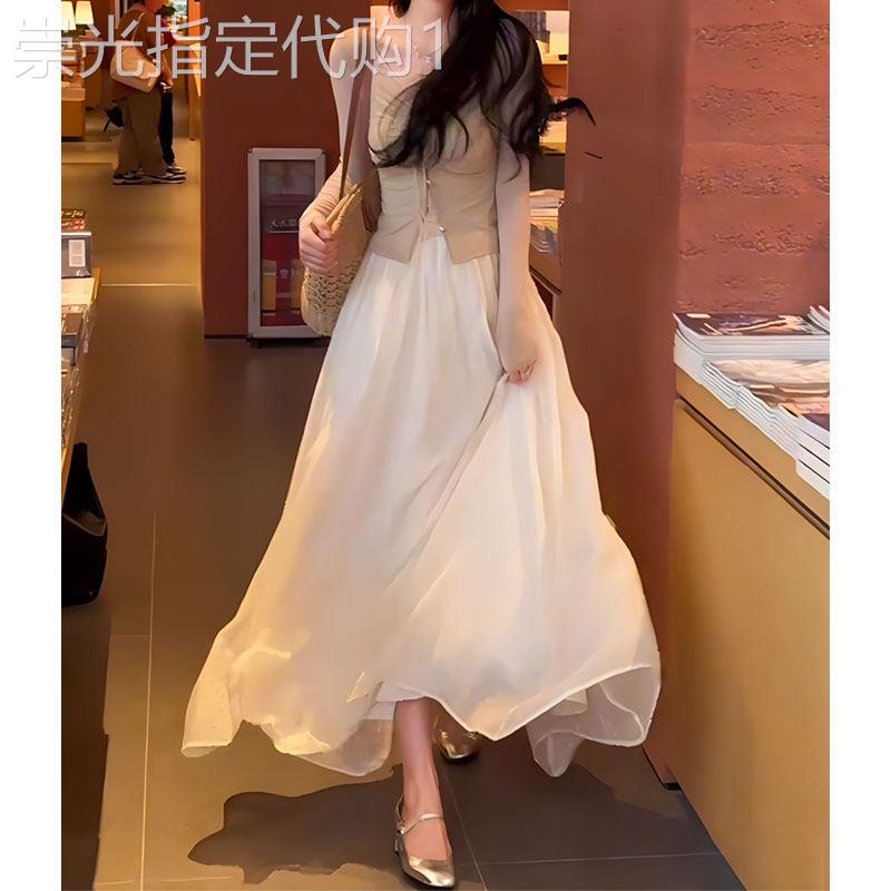 白色网纱半身裙女2026年夏季新款百搭简约松紧高腰显瘦减龄大摆裙
