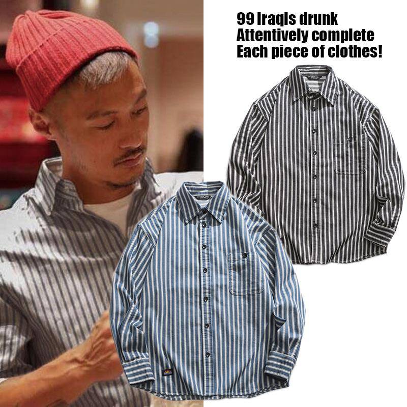 MADNESS MDNS WRUEI SHIRT 余文乐长袖衬衫男潮牌休闲条纹衬衣