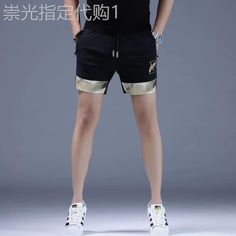 高端夏季薄款休闲短裤男士潮牌痞帅刺绣百搭三分裤修身透气运动裤