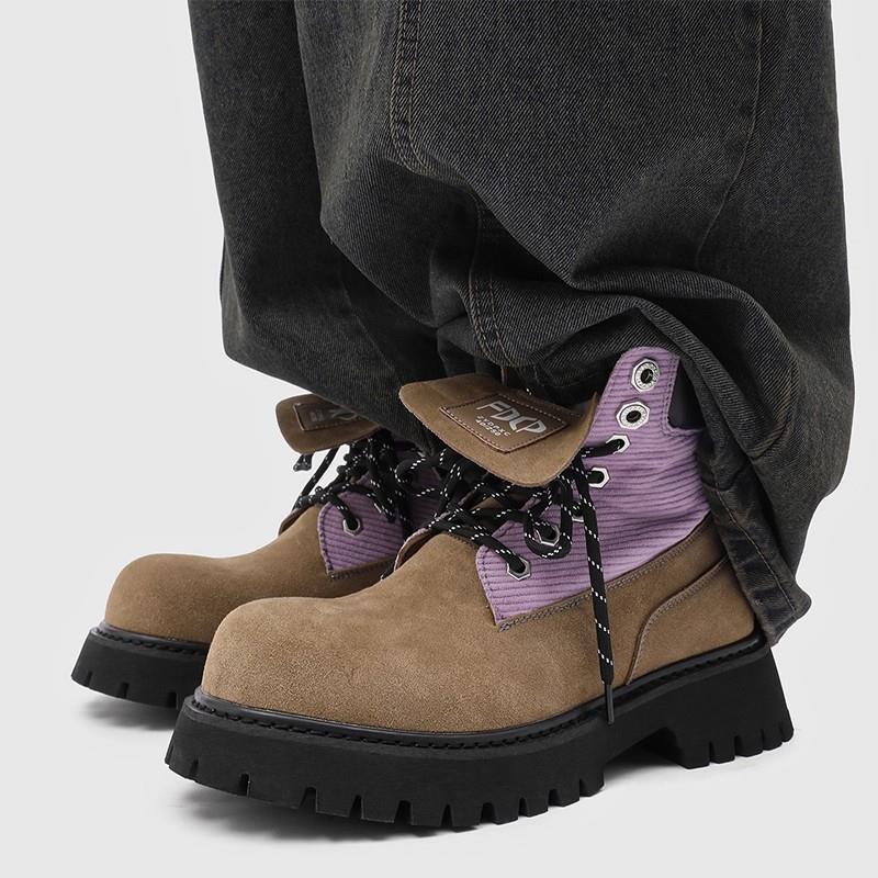 WLOFSD马丁靴男款中帮秋冬透气2025新款英伦休闲大头男真皮工装靴