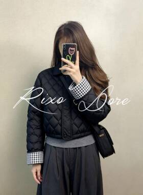 RIXO DORE法式黑色小香风菱格羽绒服棉服短款女新款独特轻薄上衣