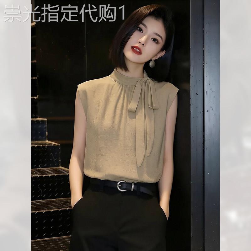 蝴蝶结无袖衬衫女装夏季2026年新款高级感超好看上衣小众洋气减龄