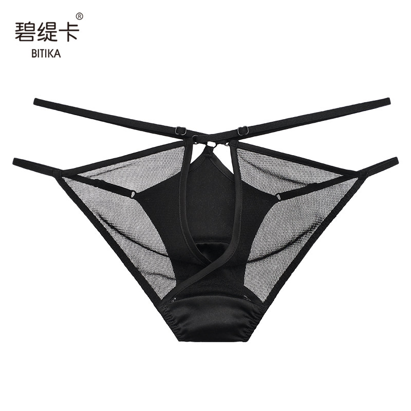 桑蚕丝透明女内裤性感镂空三角裤