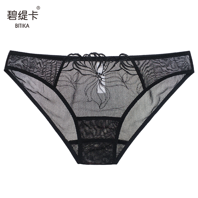 真丝透明性感女士内裤蕾丝三角裤
