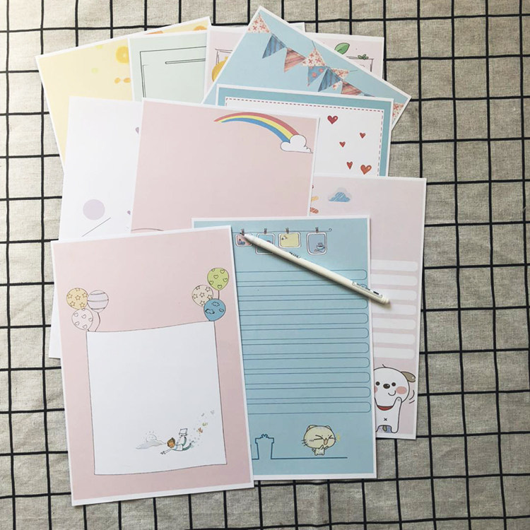 日韩创意手绘卡通信纸2小清新唯美创意可爱浪漫情书信笺彩色包邮