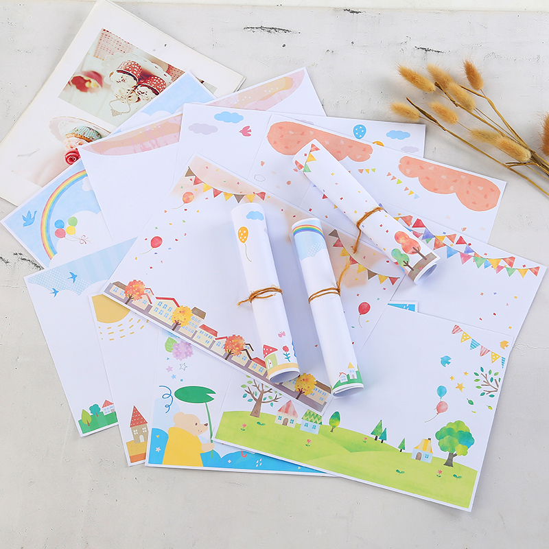 典范 手绘可爱卡通a4横版信纸 文艺唯美小清新信笺可定制