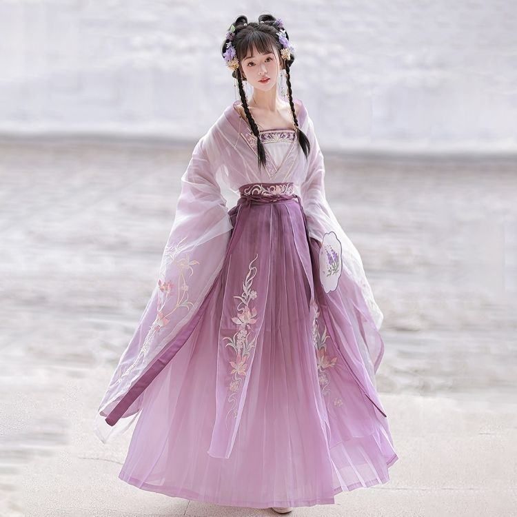 秘唐汉服女兰叙辞原创汉服女重工刺绣魏晋南北朝大袖襦齐腰裙显瘦