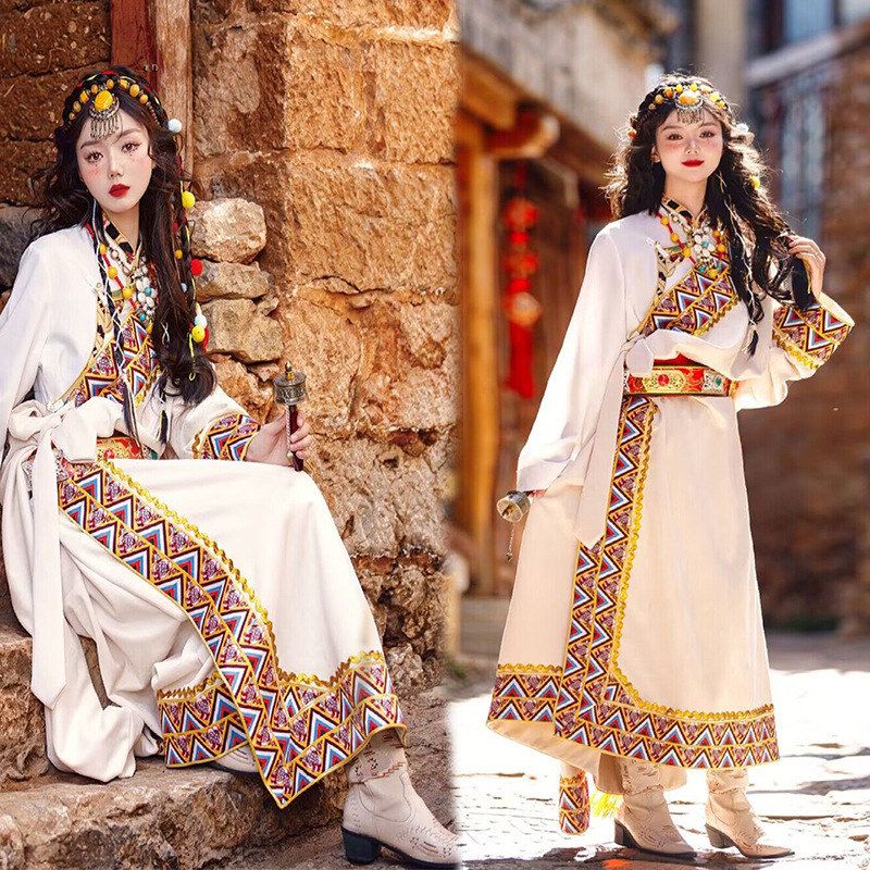 影楼新款藏族服装女藏袍写真西藏旅游少数民族风藏式舞蹈演出服饰